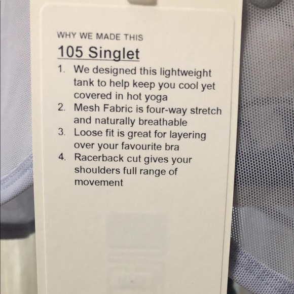 🆕 Lululemon Singlet 105 Mesh Tank Top Bemi - NWT - Picture 3 of 5